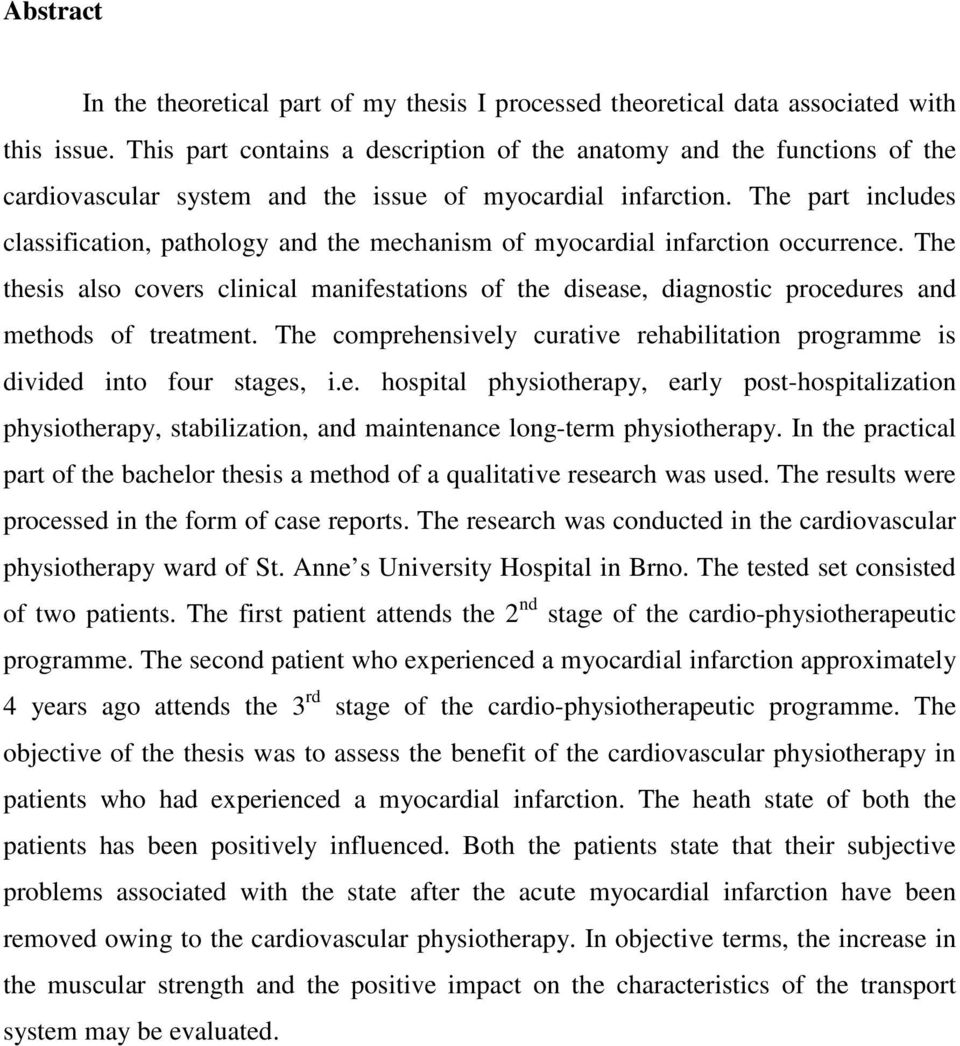 The part includes classification, pathology and the mechanism of myocardial infarction occurrence.