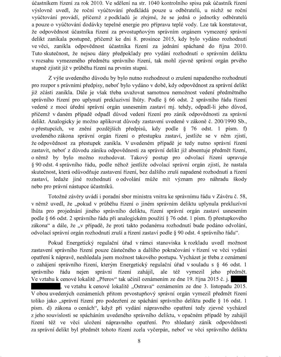 odběratelů a pouze o vyúčtování dodávky tepelné energie pro přípravu teplé vody.