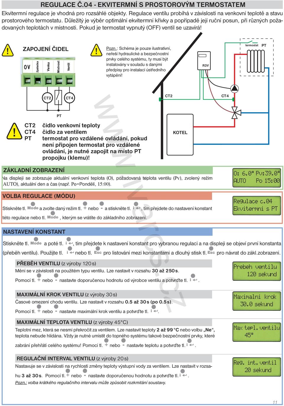 : Schéma je pouze ilustrativní, neřeší hydraulické a bezpečnostní prvky celého systému, ty musí být instalovány v souladu s danými předpisy pro instalaci ústředního vytápění R3V termostat PT CT2 CT2