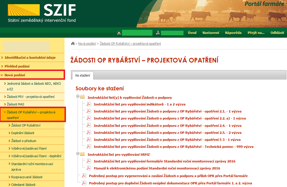 8. Podrobné manuály k jednotlivým podáním a instruktážní listy Veškeré informace jsou uvedeny v jednotlivých manuálech.