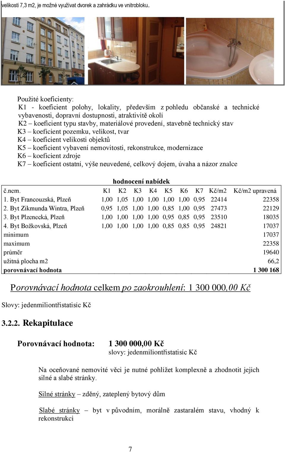 stavebně technický stav K3 koeficient pozemku, velikost, tvar K4 koeficient velikosti objektů K5 koeficient vybavení nemovitosti, rekonstrukce, modernizace K6 koeficient zdroje K7 koeficient ostatní,