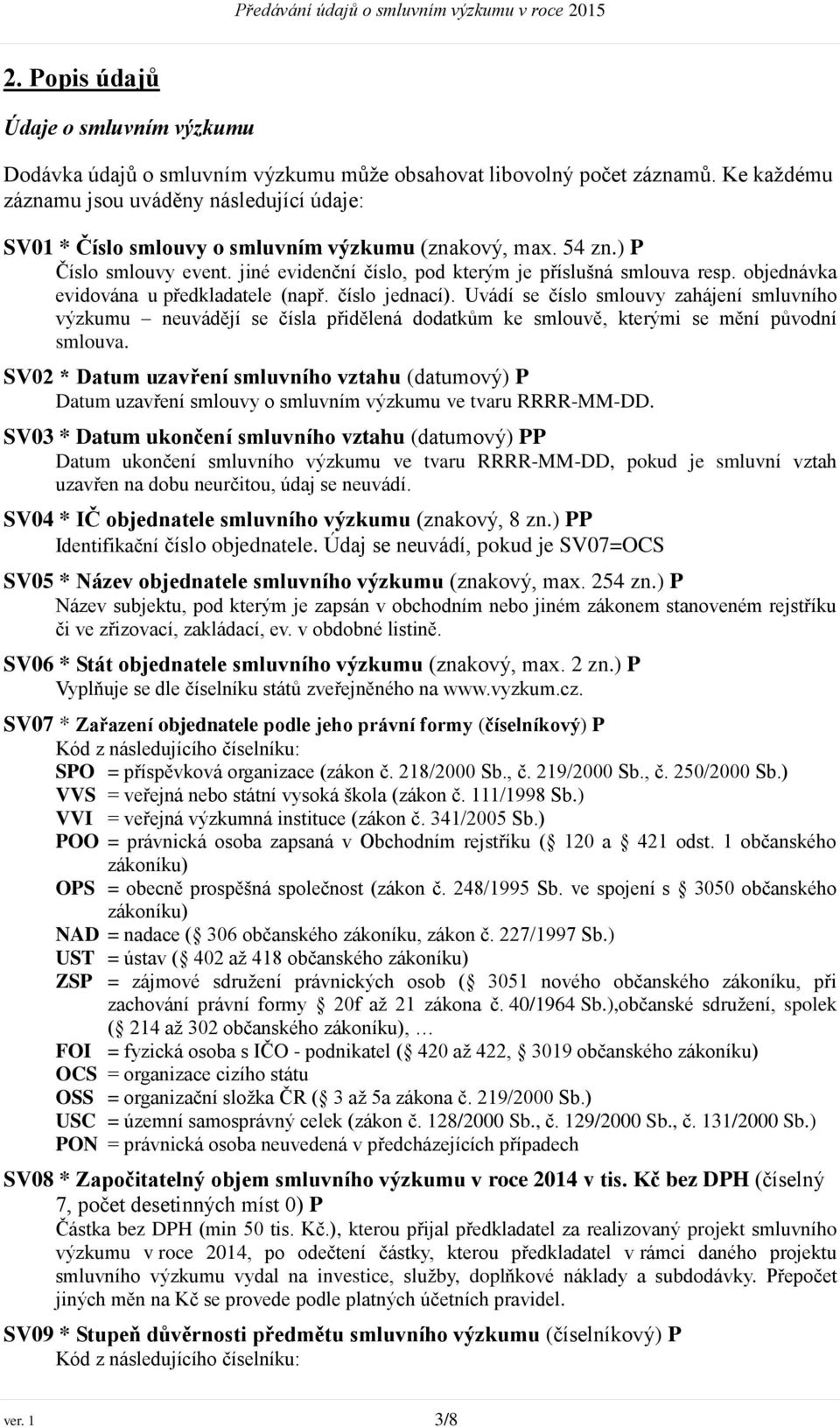objednávka evidována u předkladatele (např. číslo jednací). Uvádí se číslo smlouvy zahájení smluvního výzkumu neuvádějí se čísla přidělená dodatkům ke smlouvě, kterými se mění původní smlouva.