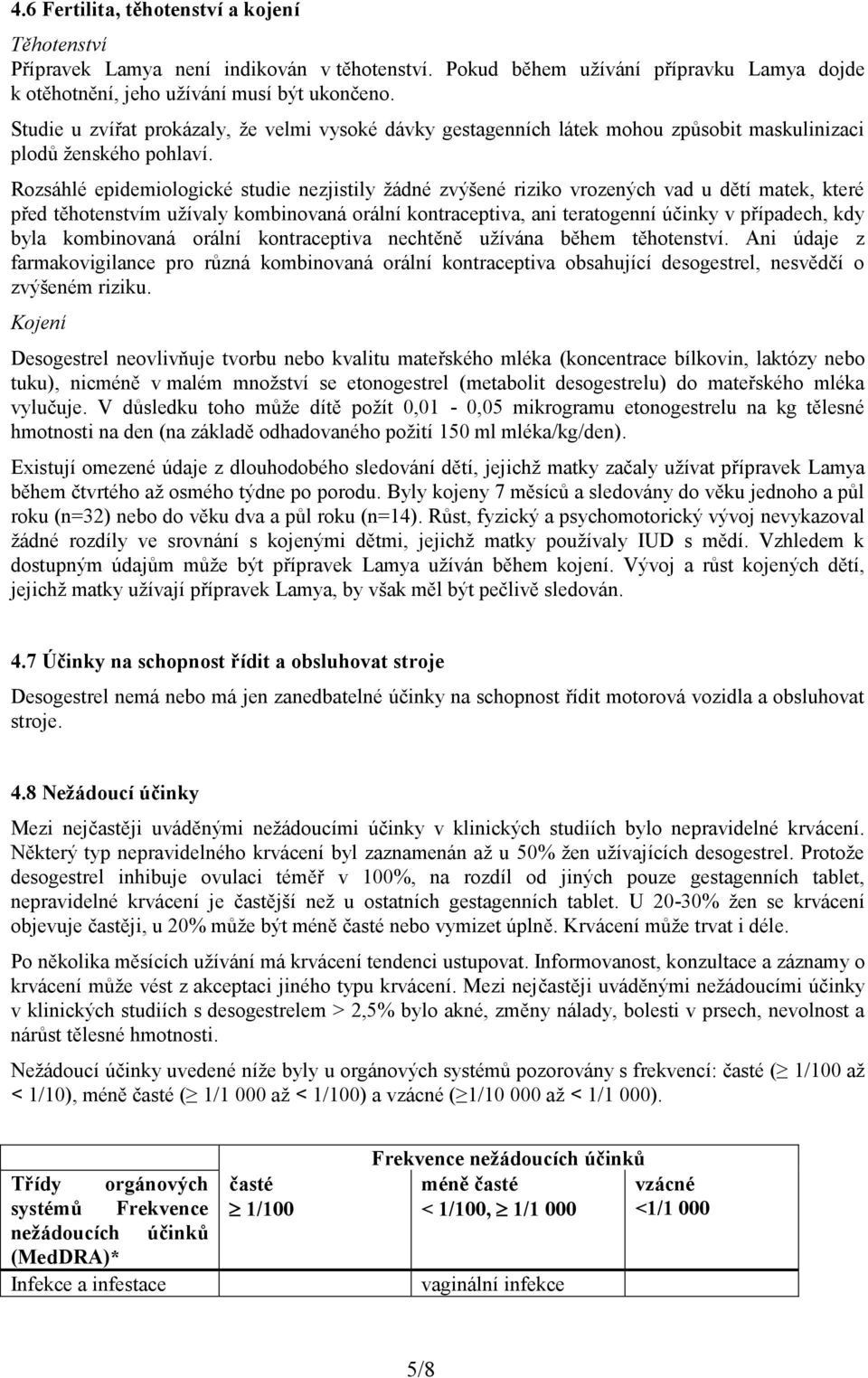Rozsáhlé epidemiologické studie nezjistily žádné zvýšené riziko vrozených vad u dětí matek, které před těhotenstvím užívaly kombinovaná orální kontraceptiva, ani teratogenní účinky v případech, kdy
