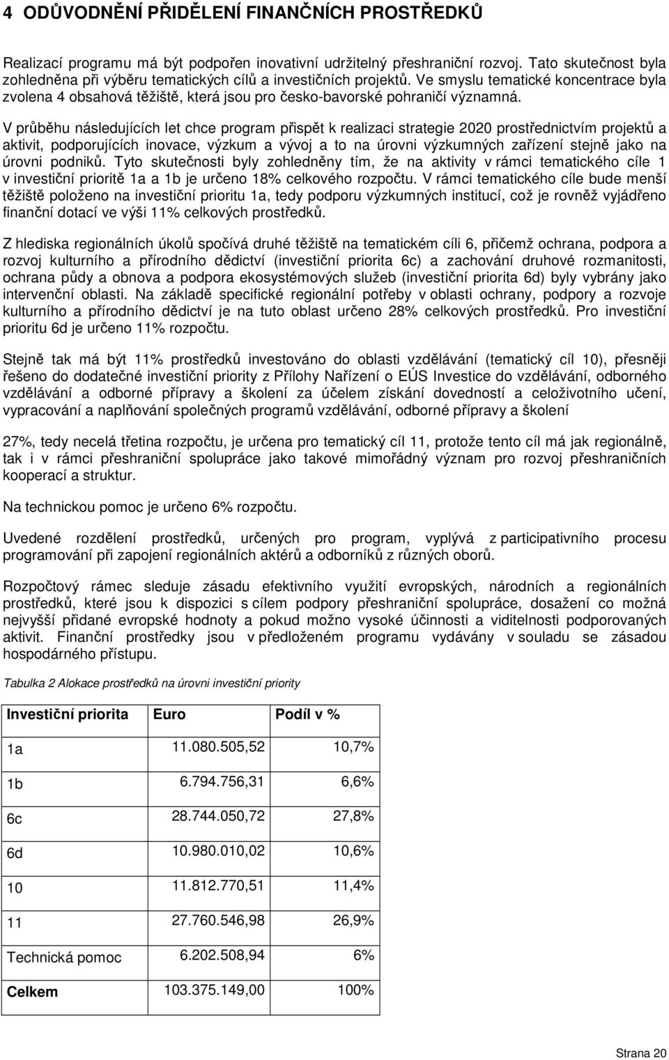 V průběhu následujících let chce program přispět k realizaci strategie 2020 prostřednictvím projektů a aktivit, podporujících inovace, výzkum a vývoj a to na úrovni výzkumných zařízení stejně jako na