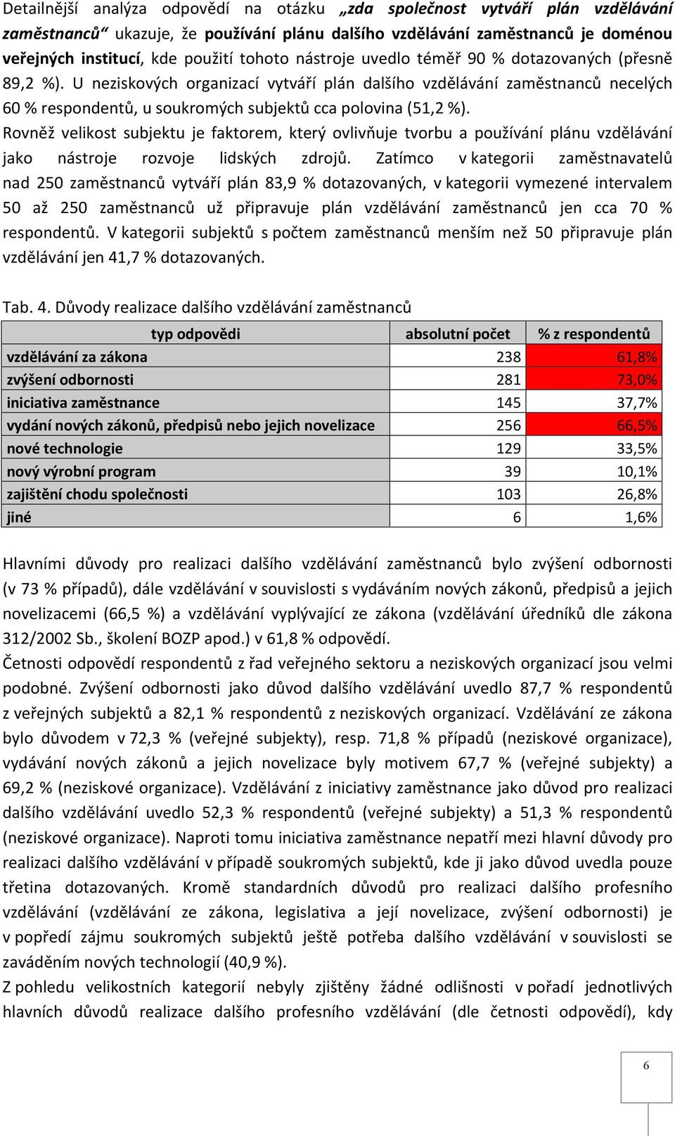 Rovněž velikost subjektu je faktorem, který ovlivňuje tvorbu a používání plánu vzdělávání jako nástroje rozvoje lidských zdrojů.