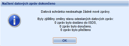 Po kliknutí na tlačítko OK se načte formulář zobrazující obsah DS: V seznamu (formuláři) jsou zobrazeny všechny datové zprávy, jež byly doručeny do zvolené datové schránky, a nebyly z nich dosud