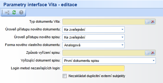 vlastník dokumentu (nastaven v Administraci Externí aplikace Interface Vita) V programu Vita je dokument převzat (v podacím deníku), předán uživateli a dále zpracováván.