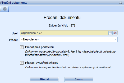 uživatelem. Evidenční číslo dokumentu. v případě nastavení čárových kódů, se zde zobrazuje identifikátor čárového kódu.