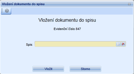 Založit spis z dokumentu provádí založení nového spisu (VIZ DETAIL SPISU) a následné vložení dokumentu do takto založeného spisu.