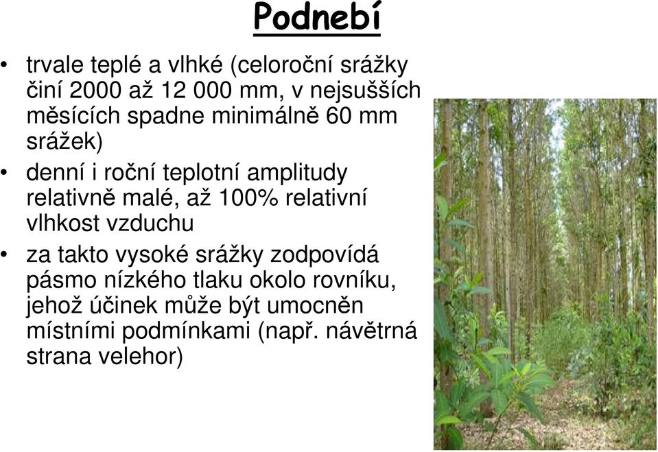 až 100% relativní vlhkost vzduchu za takto vysoké srážky zodpovídá pásmo nízkého tlaku