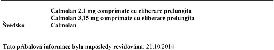 comprimate cu eliberare prelungita Calmolan