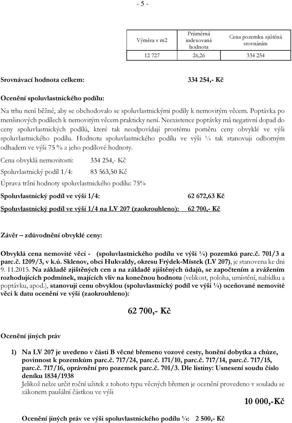 Neexistence poptávky má negativní dopad do ceny spoluvlastnických podílů, které tak neodpovídají prostému poměru ceny obvyklé ve výši spoluvlastnického podílu.