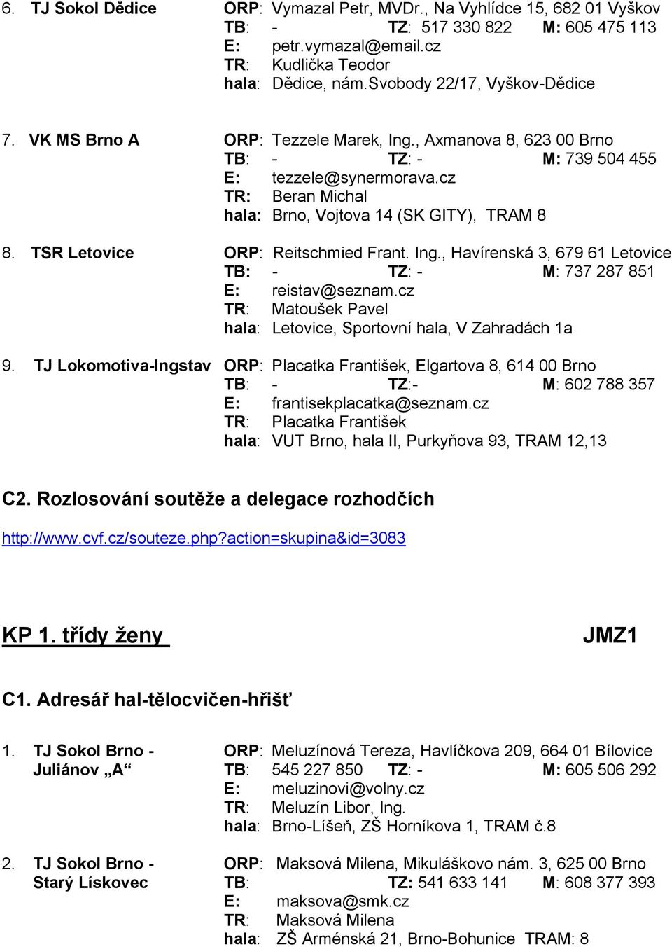 cz TR: Beran Michal hala: Brno, Vojtova 14 (SK GITY), TRAM 8 8. TSR Letovice ORP: Reitschmied Frant. Ing., Havírenská 3, 679 61 Letovice TB: - TZ: - M: 737 287 851 E: reistav@seznam.