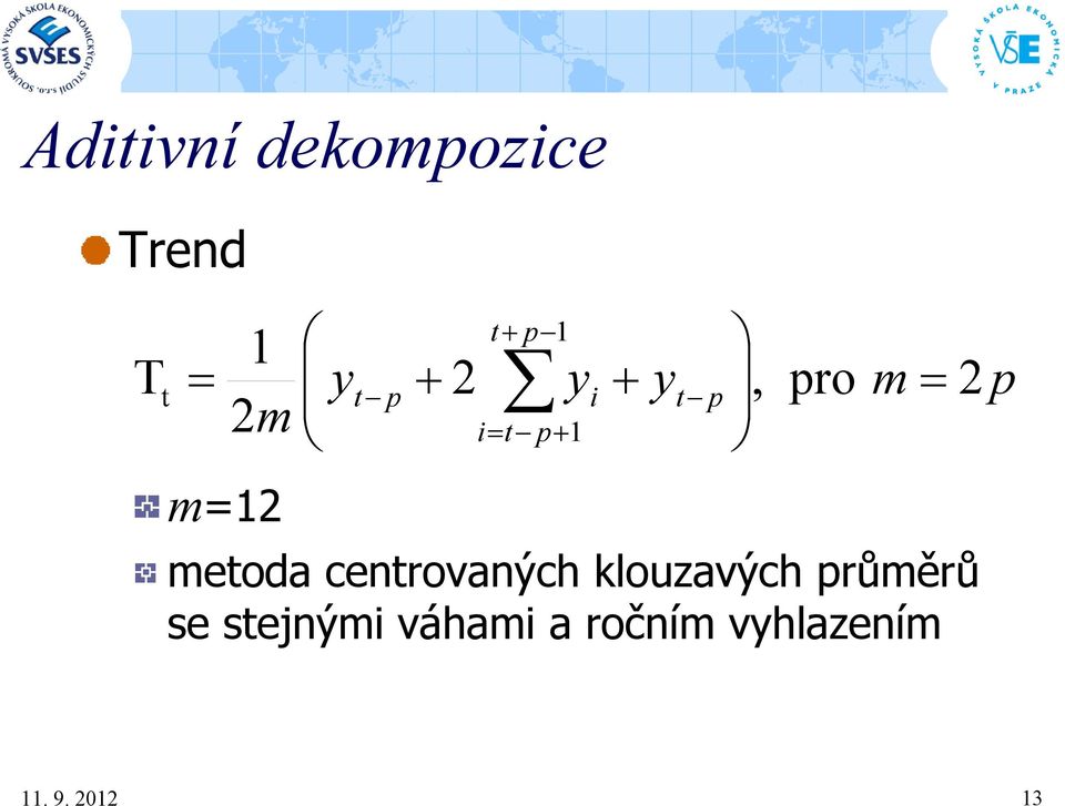 metoda centrovaných klouzavých průměrů se