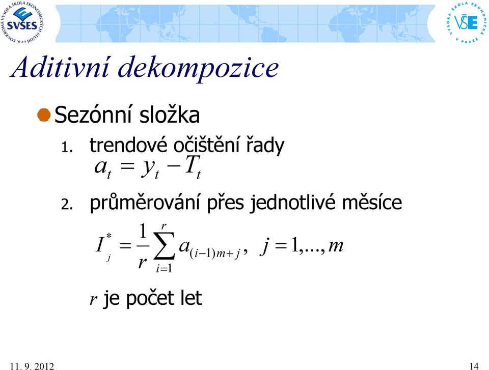 průměrování přes jednotlivé měsíce I r je počet