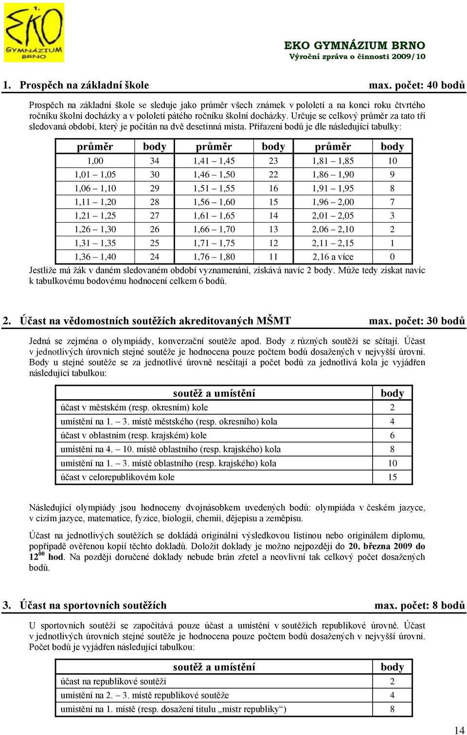 Určuje se celkový průměr za tato tři sledovaná období, který je počítán na dvě desetinná místa.