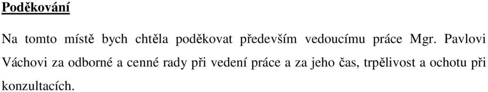Pavlovi Váchovi za odborné a cenné rady při