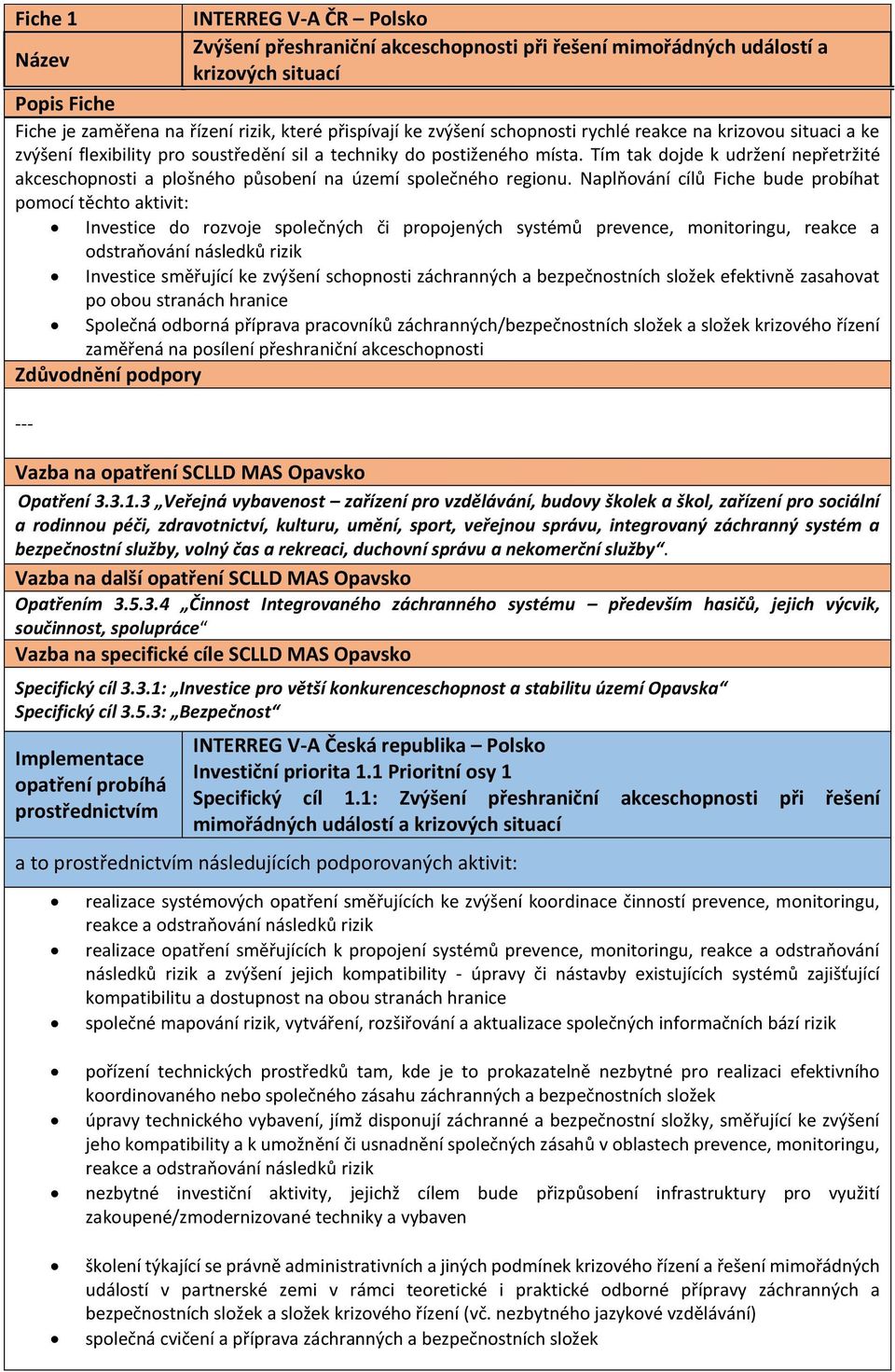 Tím tak dojde k udržení nepřetržité akceschopnosti a plošného působení na území společného regionu.