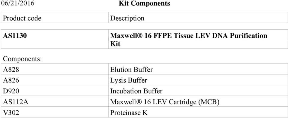 Tissue LEV DNA Purification Kit Elution Buffer Lysis
