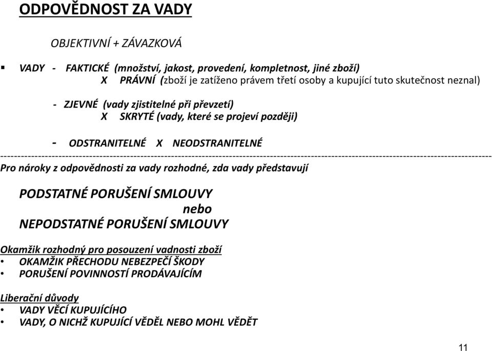 ------------------------------------------------------------------------------------------------------------------------------------------------ Pro nároky z odpovědnosti za vady rozhodné, zda