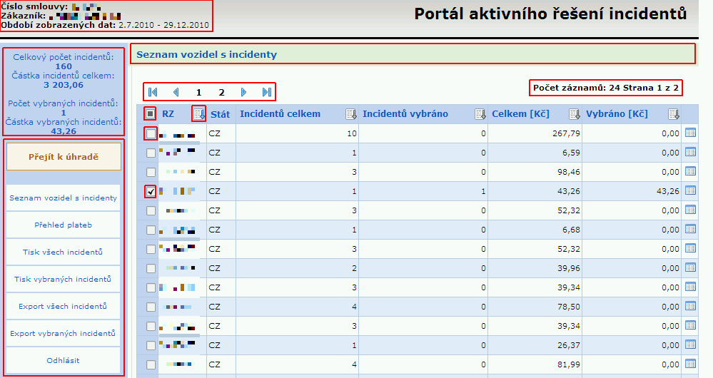 Popis funkcionality Zásady ovládání Okno IWP portálu je rozděleno do několika částí obsahujících různé informativní a ovládací prvky, viz Obr.