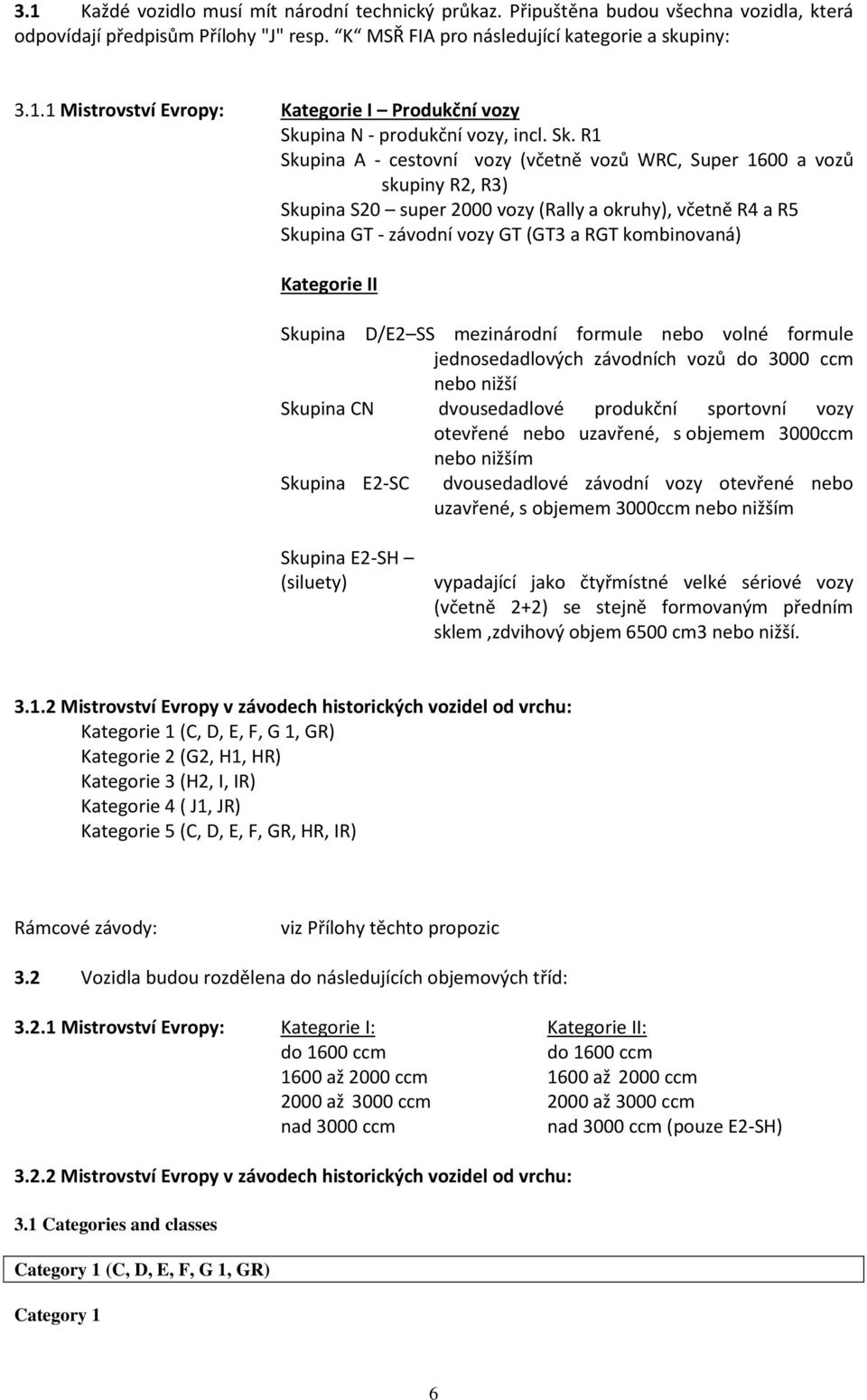 Kategorie II Skupina D/E2 SS mezinárodní formule nebo volné formule jednosedadlových závodních vozů do 3000 ccm nebo nižší Skupina CN dvousedadlové produkční sportovní vozy otevřené nebo uzavřené, s