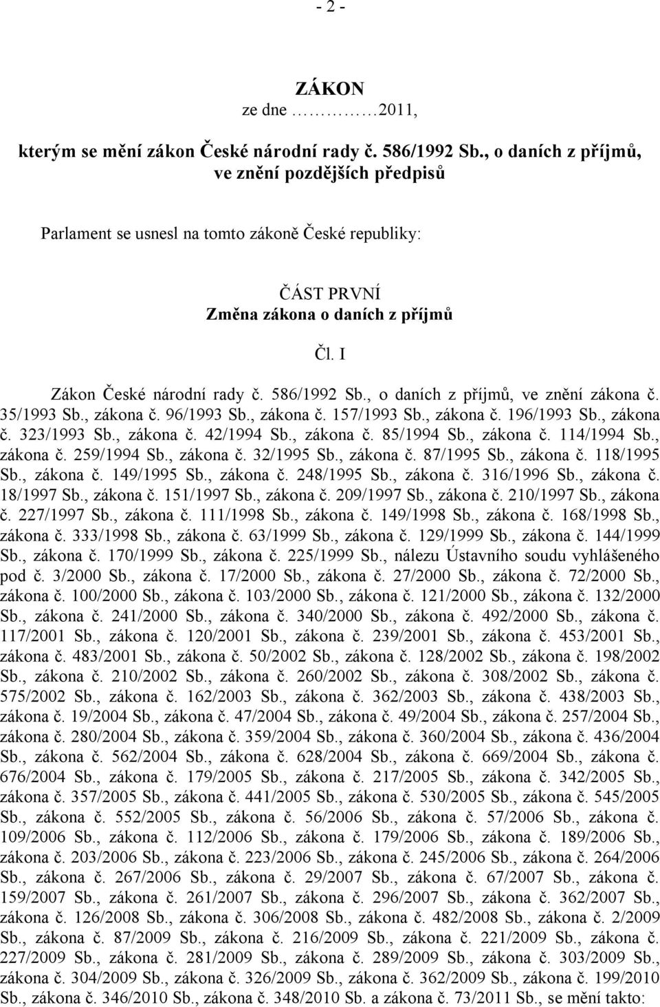 , o daních z příjmů, ve znění zákona č. 35/1993 Sb., zákona č. 96/1993 Sb., zákona č. 157/1993 Sb., zákona č. 196/1993 Sb., zákona č. 323/1993 Sb., zákona č. 42/1994 Sb., zákona č. 85/1994 Sb.