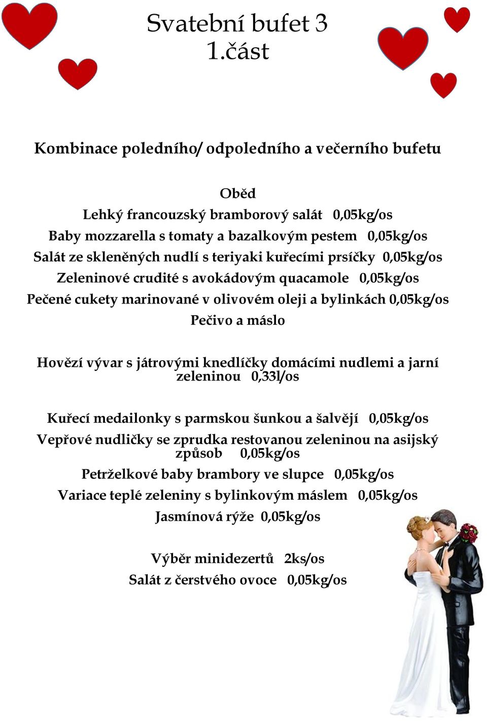 pestem 0,05kg/os Salát ze skleněných nudlí s teriyaki kuřecími prsíčky 0,05kg/os Pečené cukety marinované v olivovém oleji a bylinkách 0,05kg/os