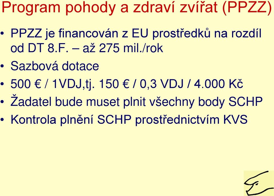 /rok Sazbová dotace 500 / 1VDJ,tj. 150 / 0,3 VDJ / 4.