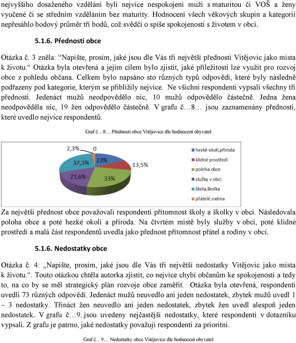 3 zněla: Napište, prosím, jaké jsou dle Vás tři největší přednosti Vitějovic jako místa k životu.