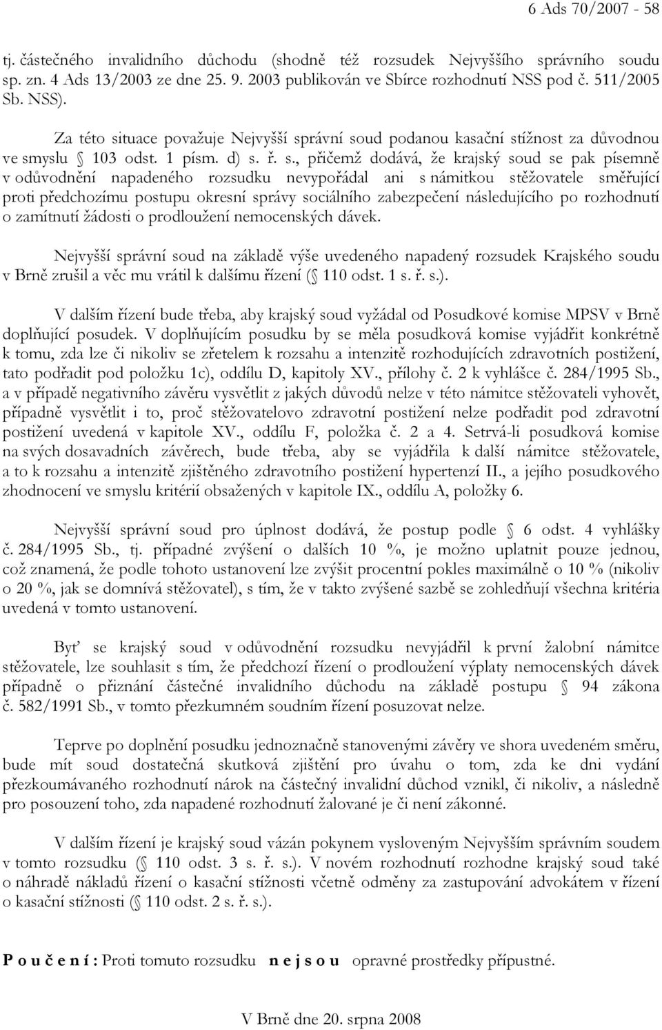 tuace považuje Nejvyšší sp