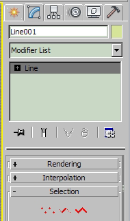 Označte křivku (pokud není) a přejděte do záložky modifikací pravého panelu (2). Rozbalte seznam modifikátorů (3) a najděte Extrude.