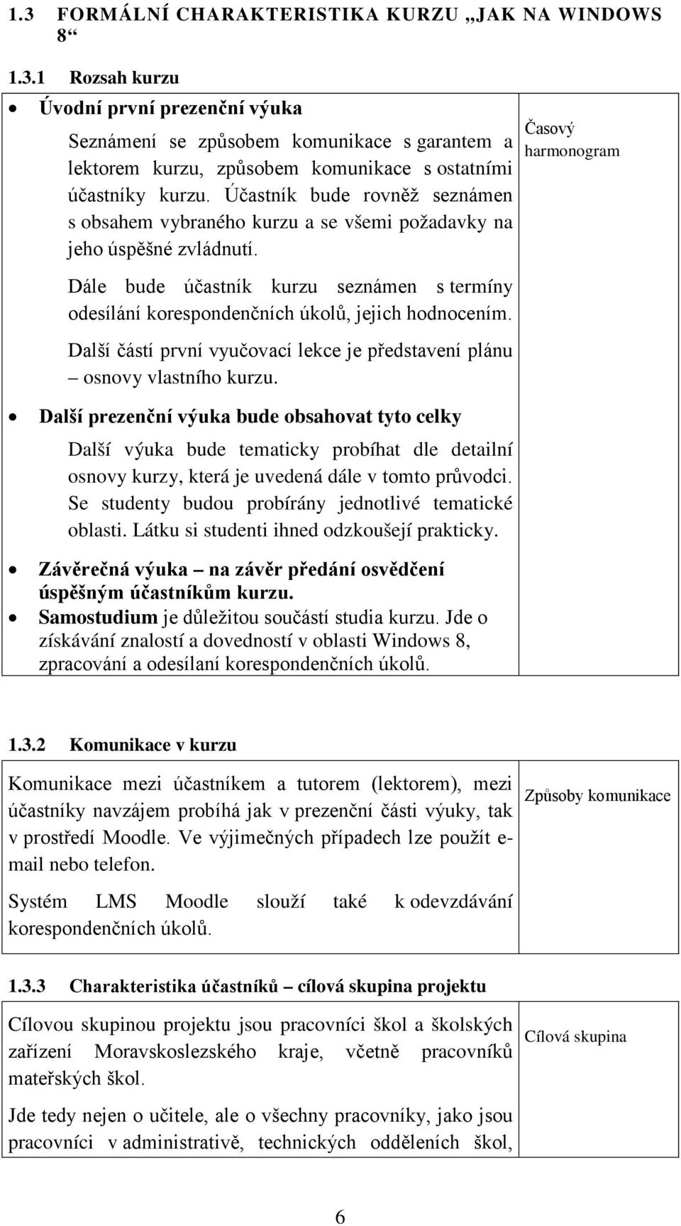 Další částí první vyučovací lekce je představení plánu osnovy vlastního kurzu.