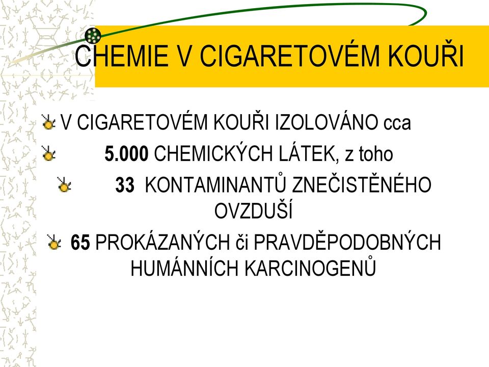 000 CHEMICKÝCH LÁTEK, z toho 33 KONTAMINANTŮ