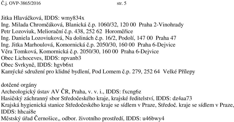 p. 279, 252 64 Velké Přílepy dotčené orgány Archeologický ústav AV ČR, Praha, v. v. i.