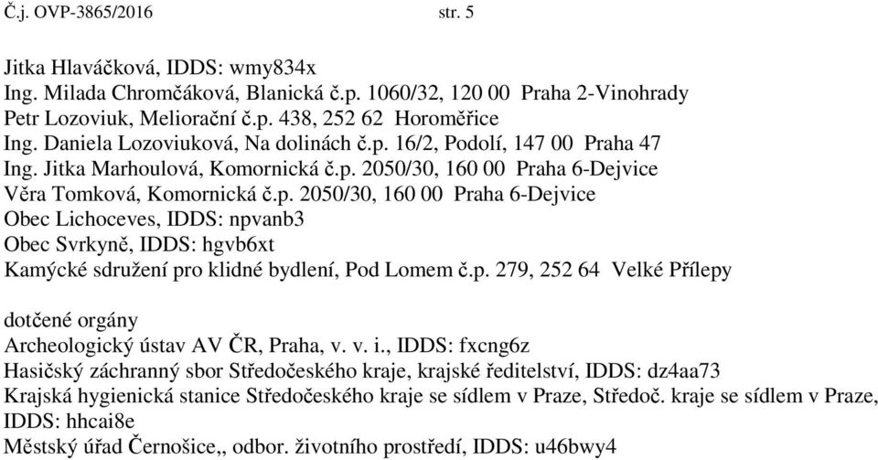 p. 279, 252 64 Velké Přílepy dotčené orgány Archeologický ústav AV ČR, Praha, v. v. i.