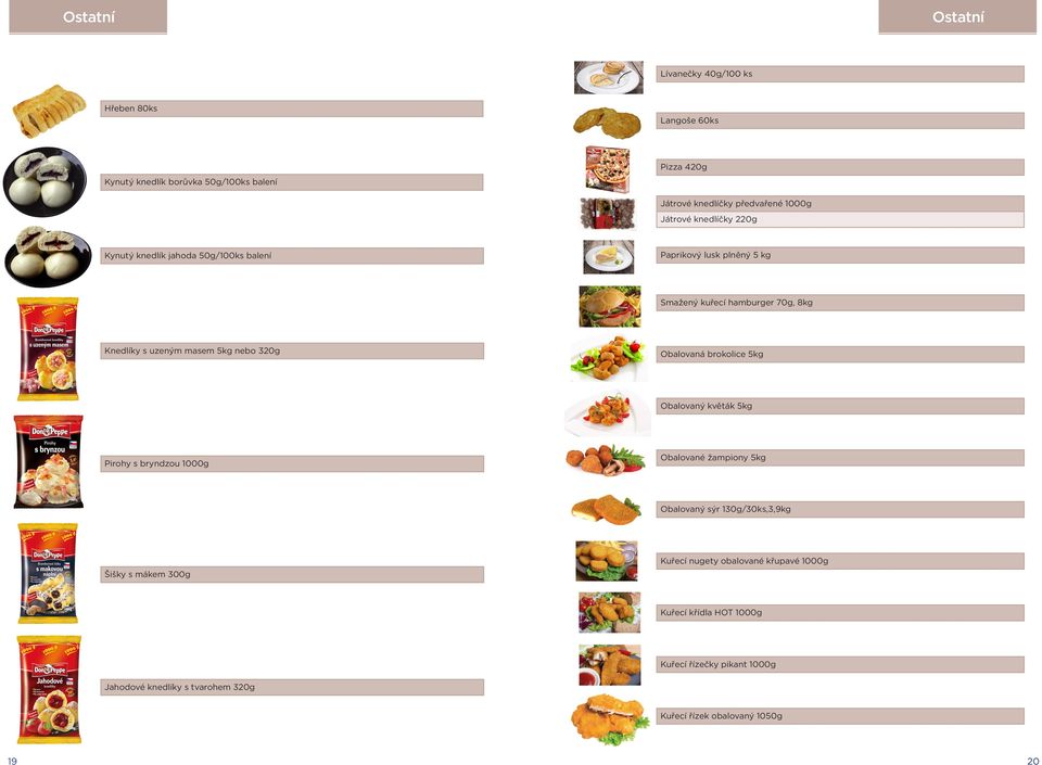nebo 320g Obalovaná brokolice 5kg Obalovaný květák 5kg Pirohy s bryndzou 1000g Obalované žampiony 5kg Obalovaný sýr 130g/30ks,3,9kg Šišky s mákem 300g