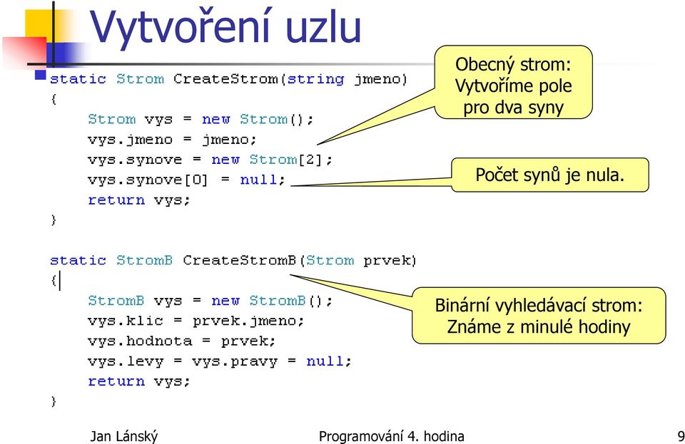 Binární vyhledávací strom: Známe z