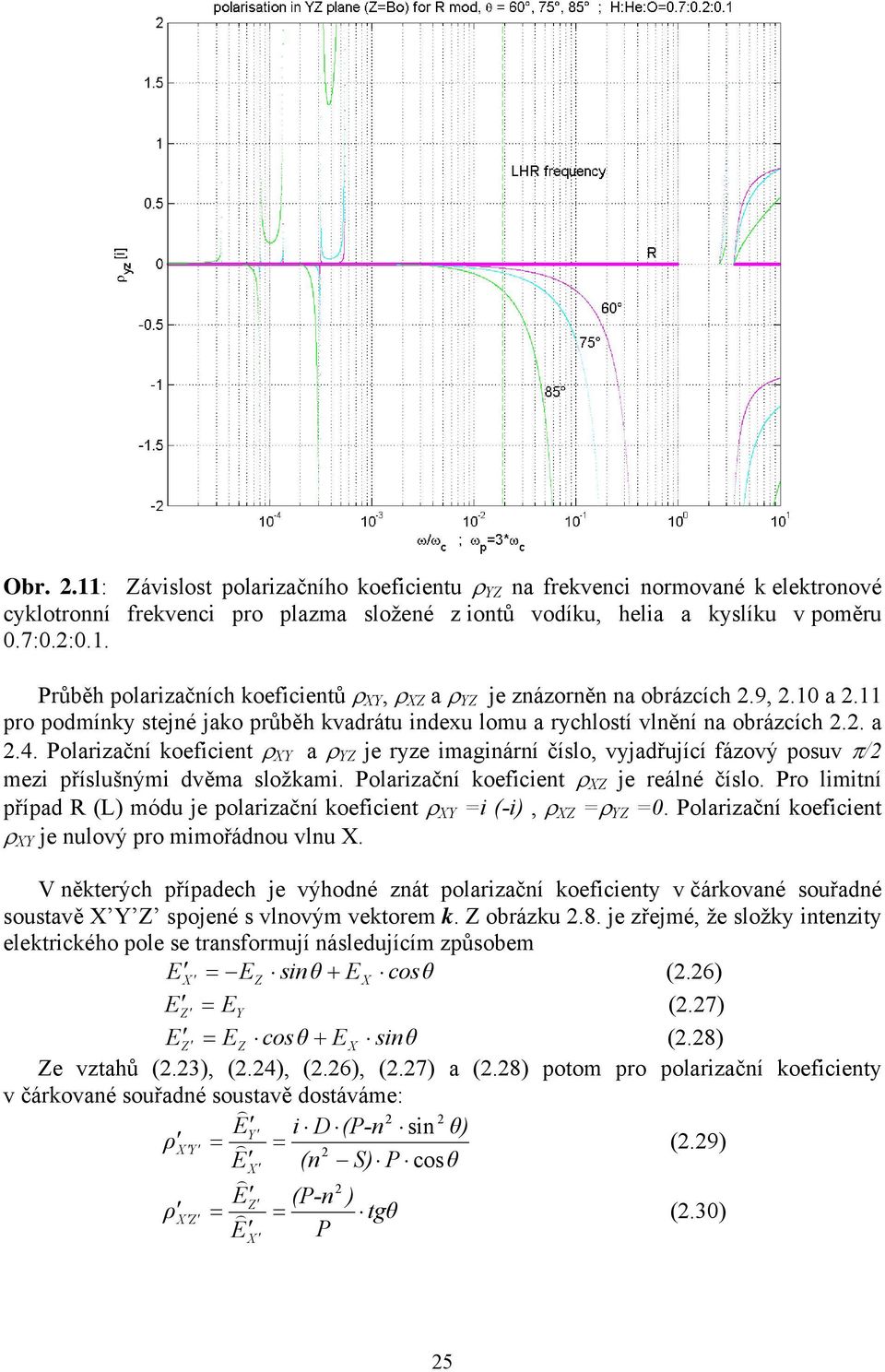 Polarizační koeficient a YZ je ryze imaginární číslo, vyjadřující fázový posuv π/ mezi příslušnými dvěma složkami. Polarizační koeficient je reálné číslo.