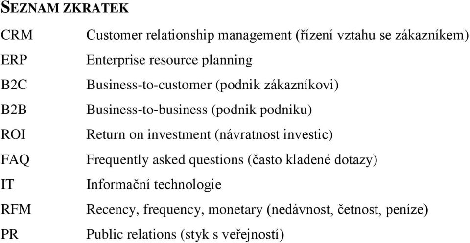 (podnik podniku) Return on investment (návratnost investic) Frequently asked questions (často kladené