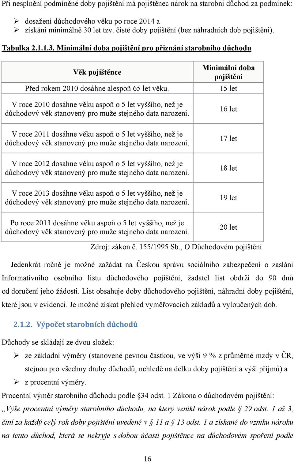 V roce 2010 dosáhne věku aspoň o 5 let vyššího, neţ je důchodový věk stanovený pro muţe stejného data narození.