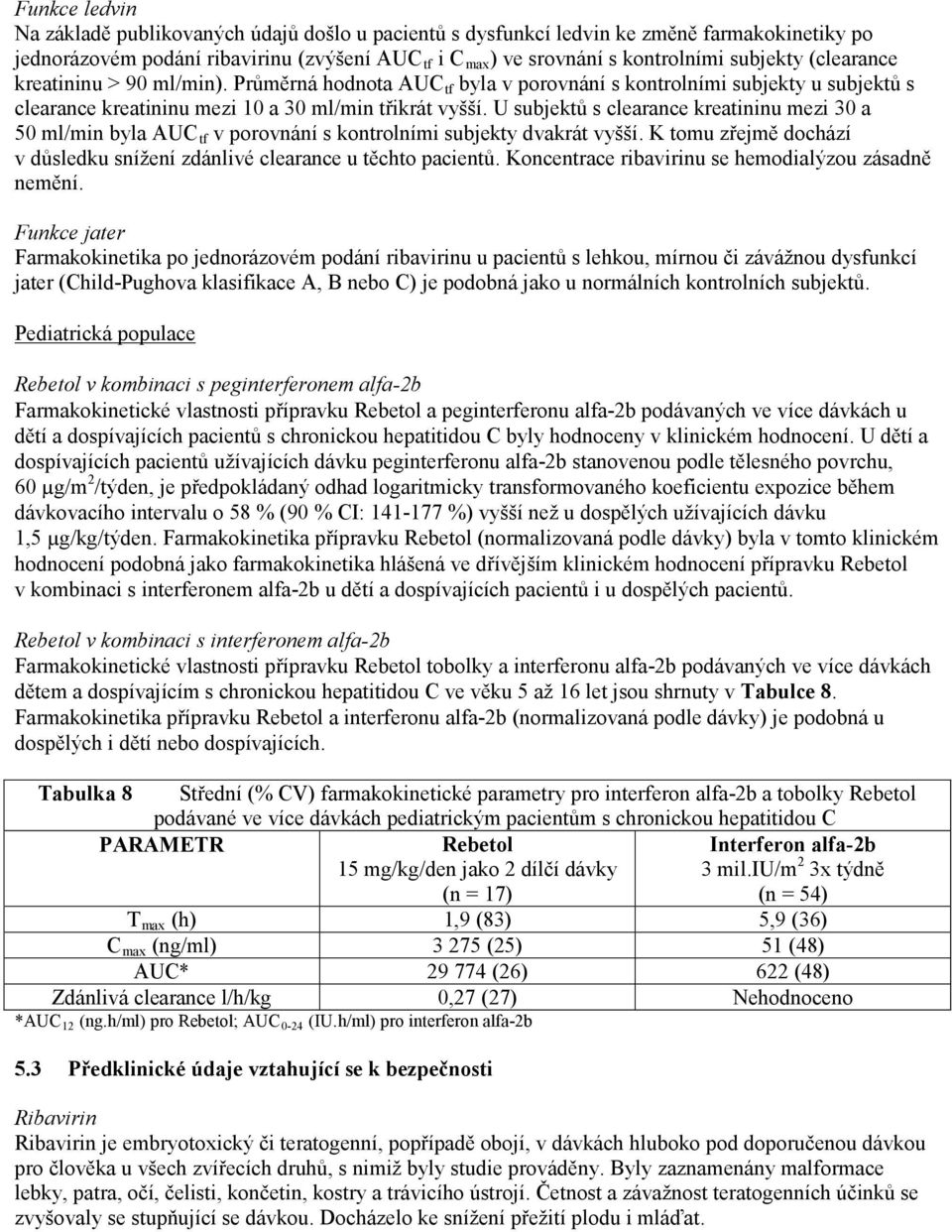 U subjektů s clearance kreatininu mezi 30 a 50 ml/min byla AUC tf v porovnání s kontrolními subjekty dvakrát vyšší. K tomu zřejmě dochází v důsledku snížení zdánlivé clearance u těchto pacientů.