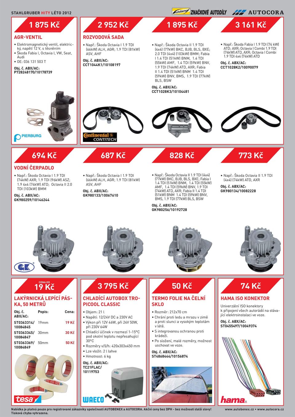 0 TDI (4x4) (103kW) BMM; Fabia I 1.4 TDI (51kW) BNM, 1.4 TDI (55kW) AMF, 1.4 TDI (59kW) BNV, 1.9 TDI (74kW) ATD, AXR; Fabia II 1.4 TDI (51kW) BNM 1.4 TDI (59kW) BNV, BMS, 1.9 TDI (77kW) BLS, BSW Např.