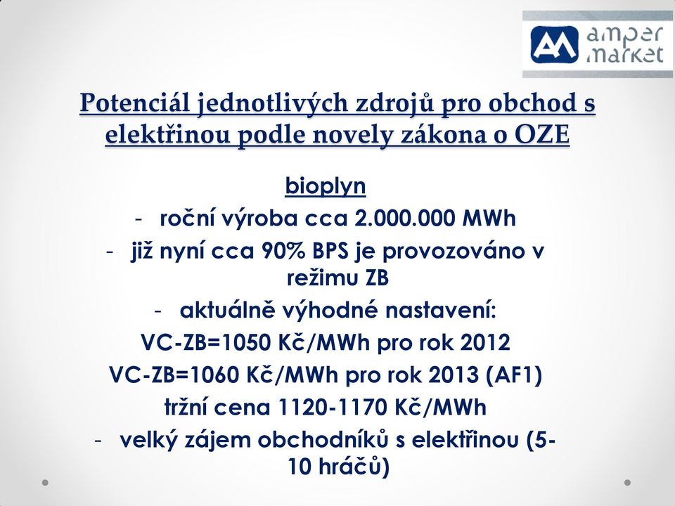 000 MWh - již nyní cca 90% BPS je provozováno v režimu ZB - aktuálně výhodné
