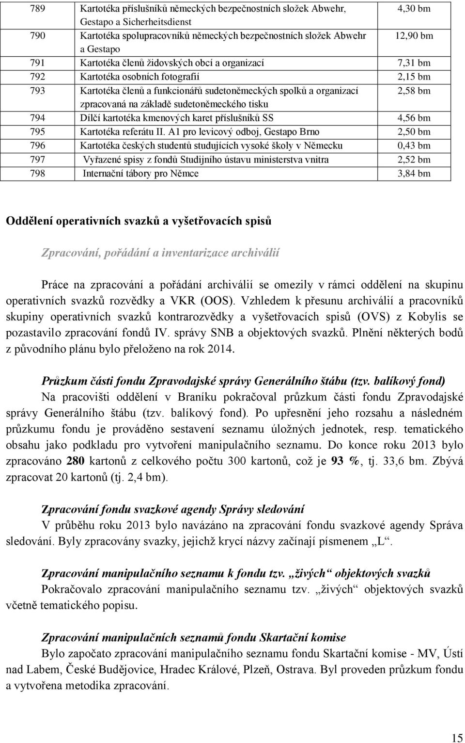 sudetoněmeckého tisku 794 Dílčí kartotéka kmenových karet příslušníků SS 4,56 bm 795 Kartotéka referátu II.