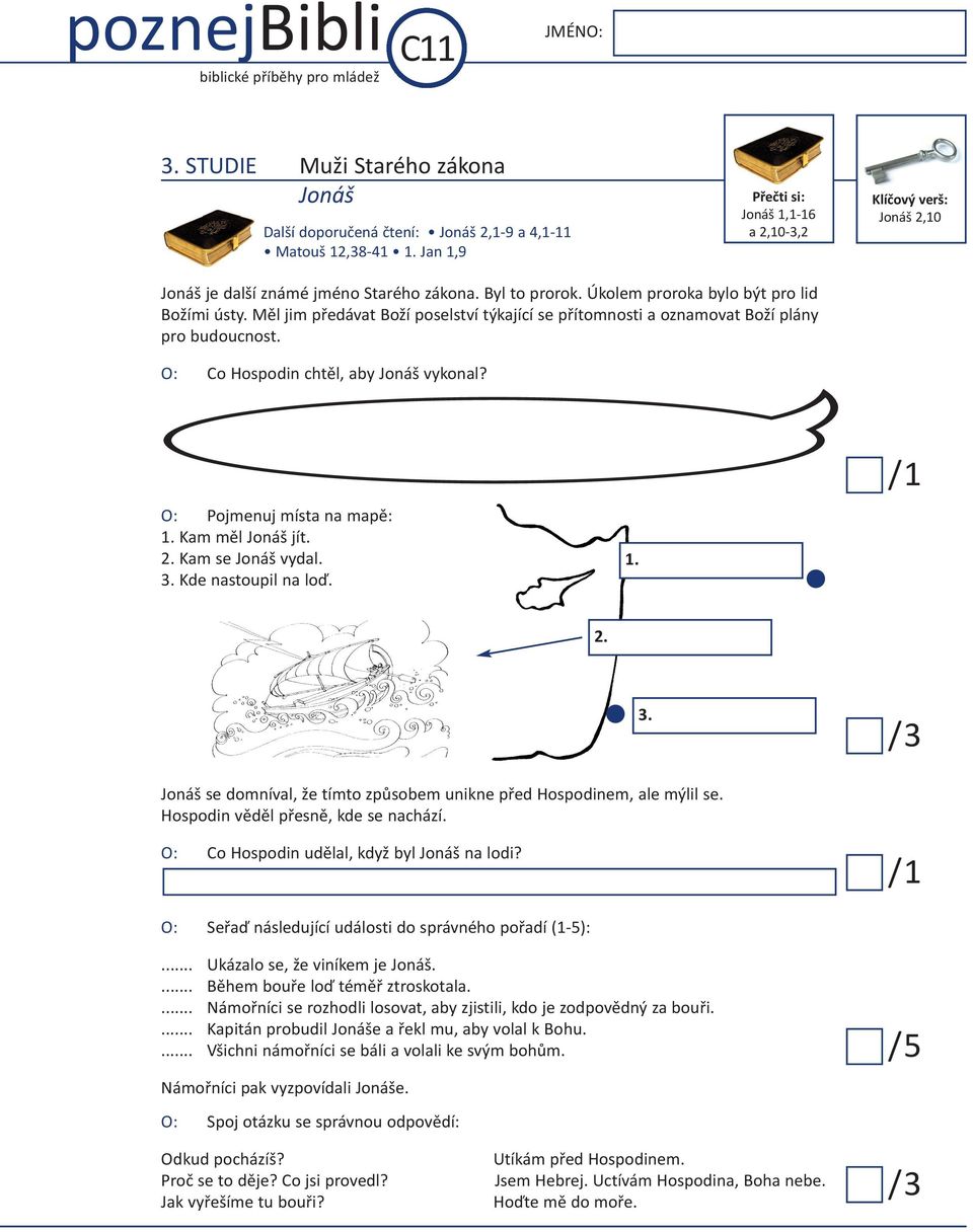 Měl jim předávat Boží poselství týkající se přítomnosti a oznamovat Boží plány pro budoucnost. O: Co Hospodin chtěl, aby Jonáš vykonal? O: Pojmenuj místa na mapě: 1. Kam měl Jonáš jít. 2.
