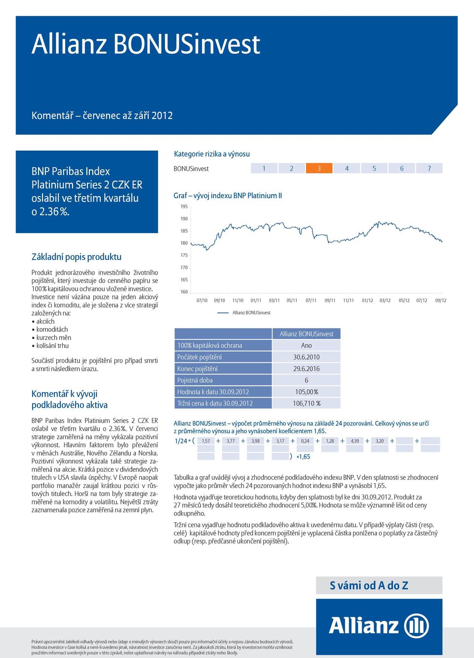 Investice není vázána pouze na jeden akciový index či komoditu, ale je složena z více strategií založených na: akciích komoditách kurzech měn kolísání trhu 175 170 165 160 07/10 09/10 11/10 01/11