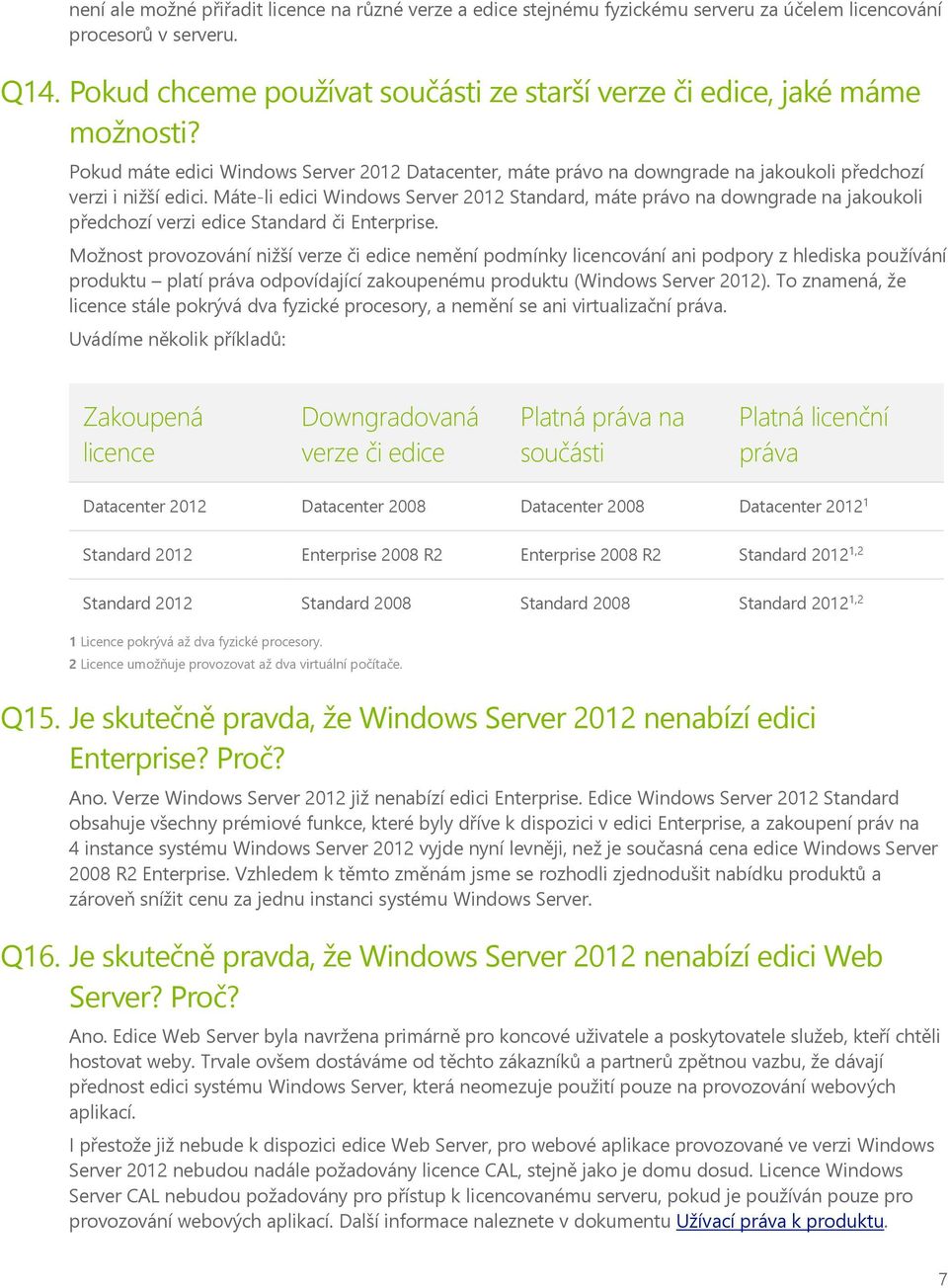 Máte-li edici Windows Server 2012 Standard, máte právo na downgrade na jakoukoli předchozí verzi edice Standard či Enterprise.