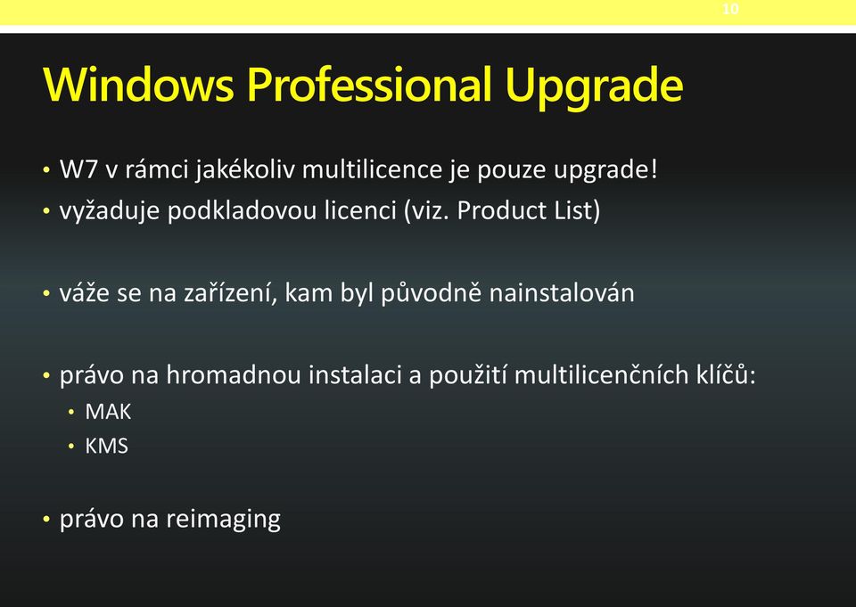 Product List) váže se na zařízení, kam byl původně nainstalován