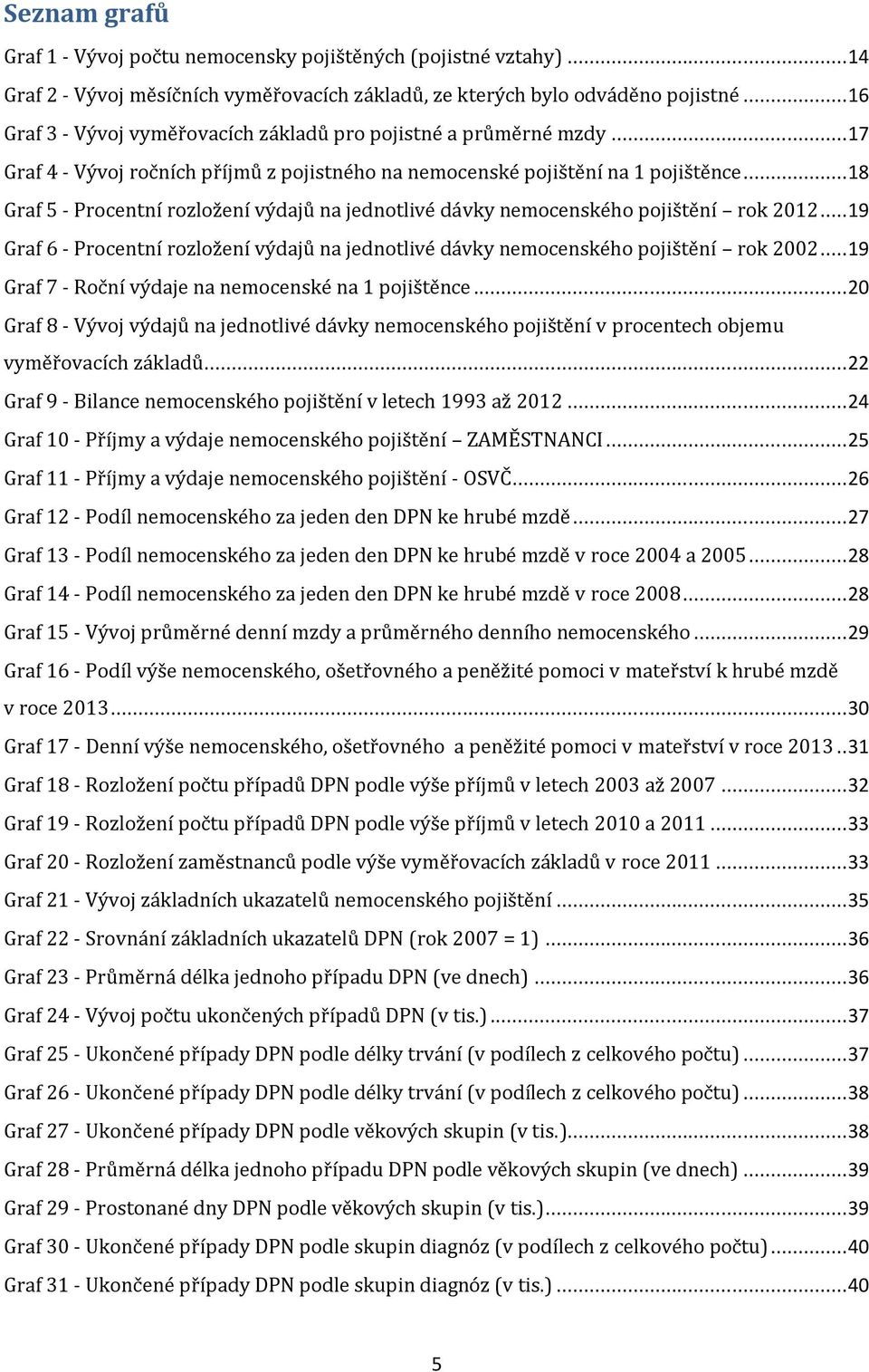 .. 18 Graf 5 - Procentní rozložení výdajů na jednotlivé dávky nemocenského pojištění rok 2012... 19 Graf 6 - Procentní rozložení výdajů na jednotlivé dávky nemocenského pojištění rok 2002.